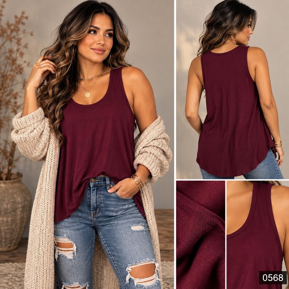 Old Navy Luxe Curved Hem Tank Top Burgundy Maroon Sleeveless Small 0568